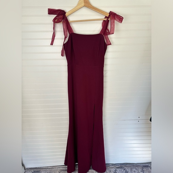 Lulus Beloved Elegance Burgundy Tie-Strap Mermaid Maxi Dress - Picture 6 of 9